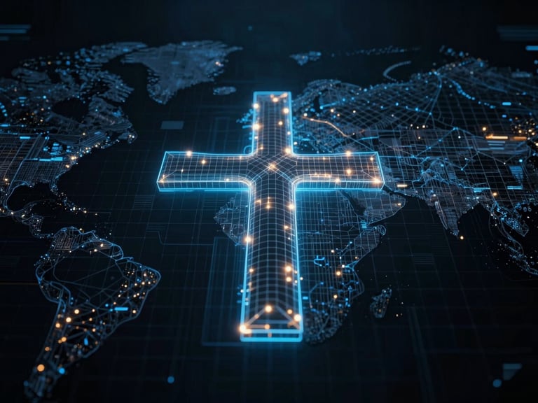 Wide shot of an abstract cross-continuum wireframe map with glowing amber data points and faint blue energy lines, low-key lighting, deep shadows, 35mm anamorphic lens.
