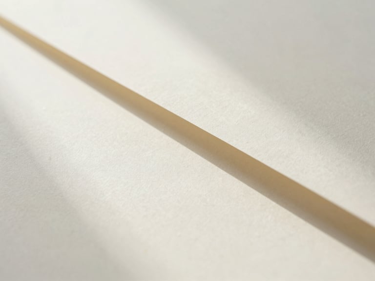 Abstract light refraction and soft shadows cast on a clean, minimalist cream textured paper surface, clinical aesthetic