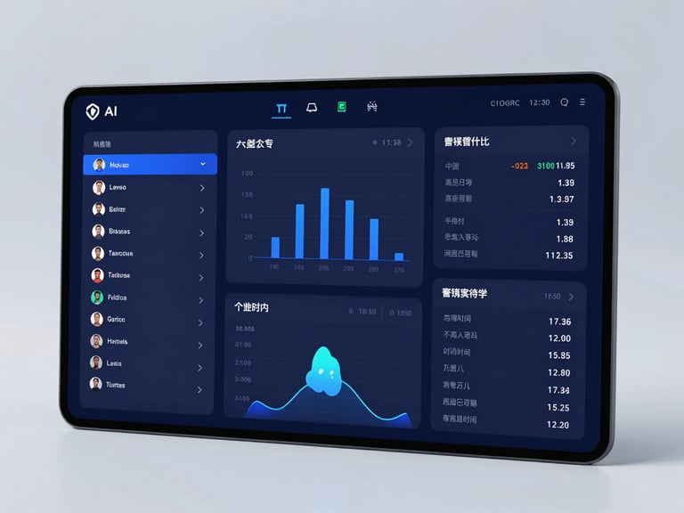 Modern dashboard screen displaying AI-generated performance insights, player stats charts, and tactical recommendations.