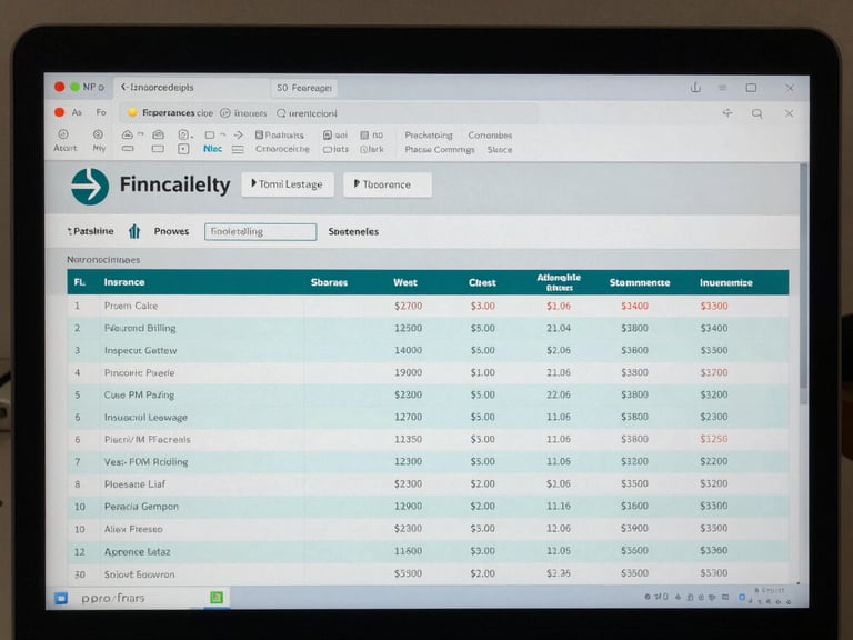 High-fidelity software screen showing multi-facility billing reports, insurance claim status tracking, and automated financial leakage analytics in slate gray and teal.