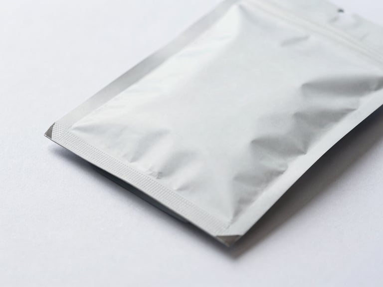 Macro photography of high-quality unmarked premium packaging on a clean slate surface, bright overcast daylight, cool tones, sharp focus, 35mm