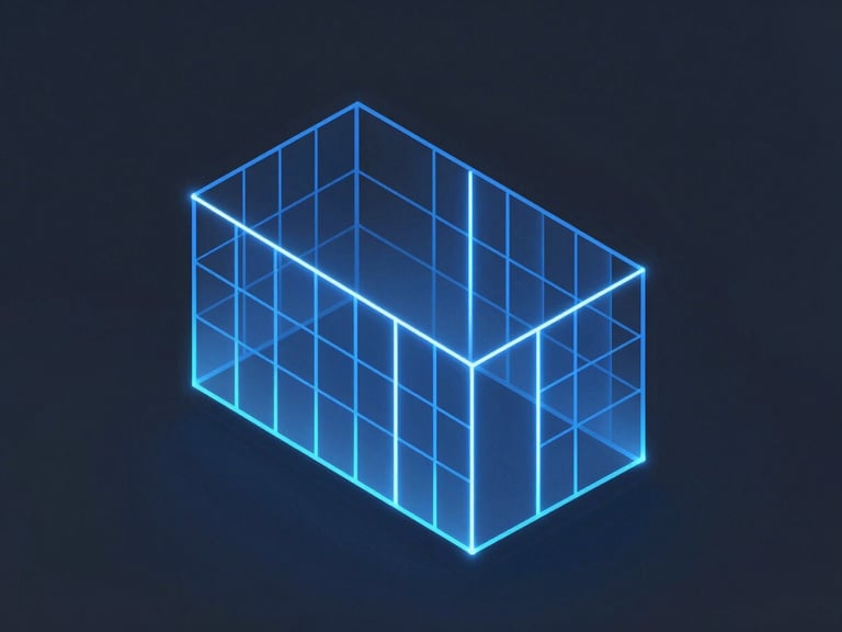 Macro close-up of a sleek digital wireframe editor interface, electric blue highlight lines showing column spans, clean minimalist vector style.