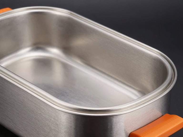 Close-up of a large, gleaming stainless steel electric roaster in operation, sharp rim lighting, dark moody background, orange accents, 50mm.