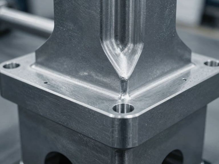 Close-up of a thick, precision-machined steel equipment base with visible mounting points, highlighting structural integrity and surface finish. Desaturated steel tones.