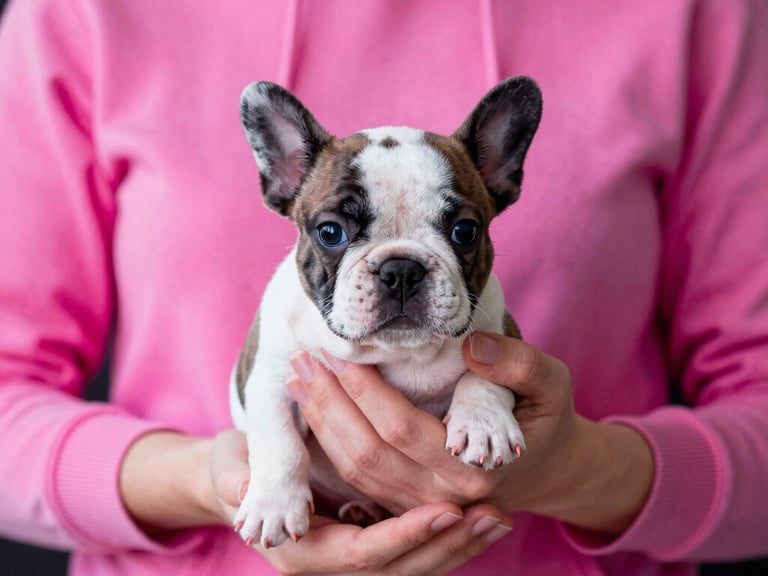 A sterile, high-tech canine incubator monitor showing digital temperature readouts, with a healthy newborn Bully litter resting safely inside, dramatic purple rim lighting