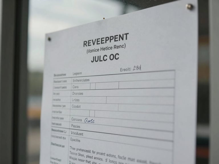 Close-up of a physical permit document posted on a job-site wall, handwritten inspection dates visible, overcast daylight coming through a site window, no posed subjects, authentic worn paper
