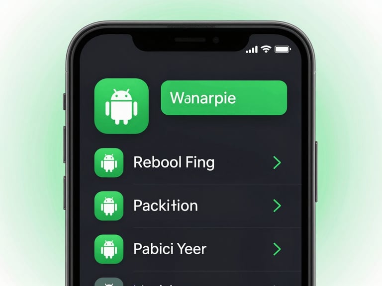 Straight-on view of an Android device showing a clipboard manager app interface, dark mode UI with vibrant green accents, crisp typography.