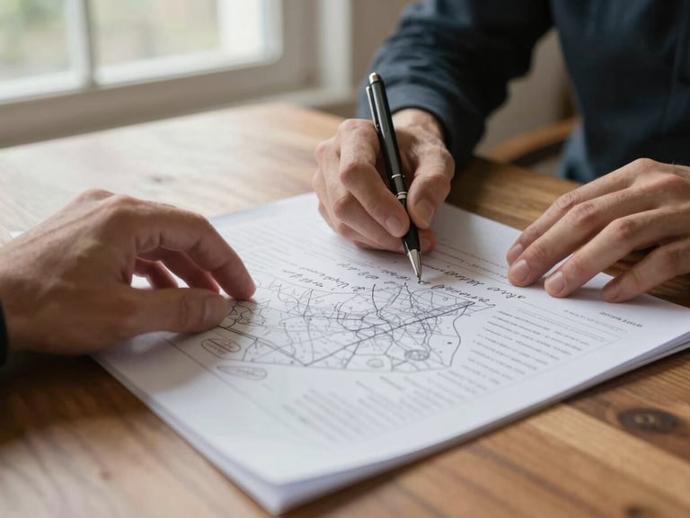 Investor reviewing property notes and parcel map for an off-market real estate opportunity