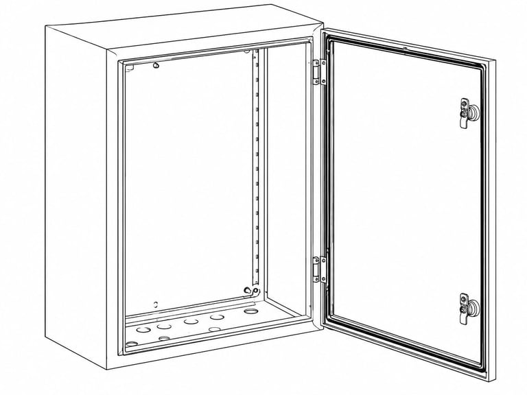 Gabinete metálico industrial con platina de montaje interna, diseñado para la protección de equipos
