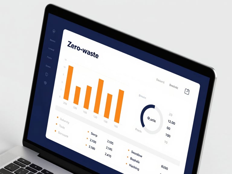 Isometric angle of a performance marketing dashboard mockup, showing zero-waste ad spend metrics and sharp, clean shadows.
