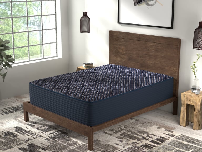 Symbol mattress on a bed frame