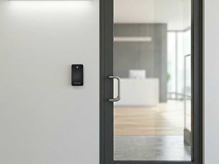 Access Control located on wall by door.