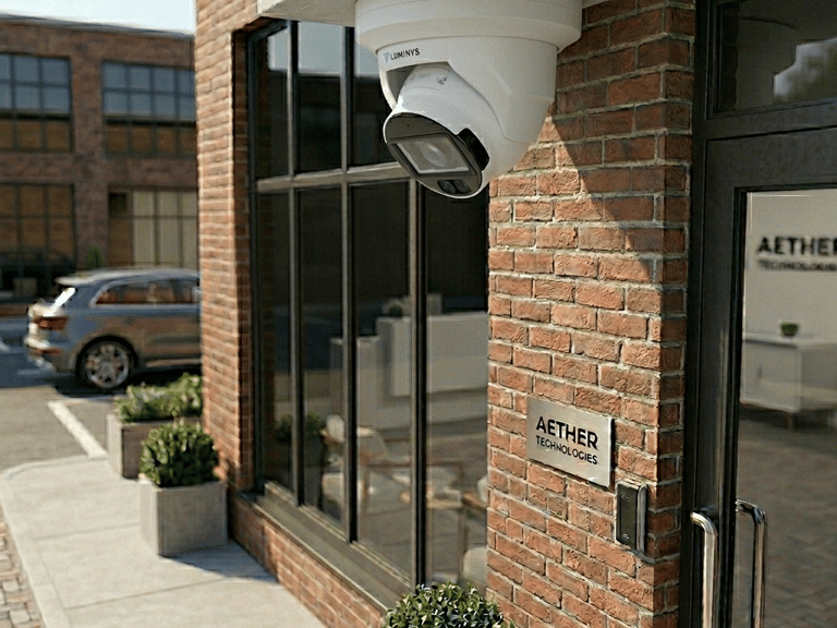 Camera CCTV Luminys installed on commercial store.