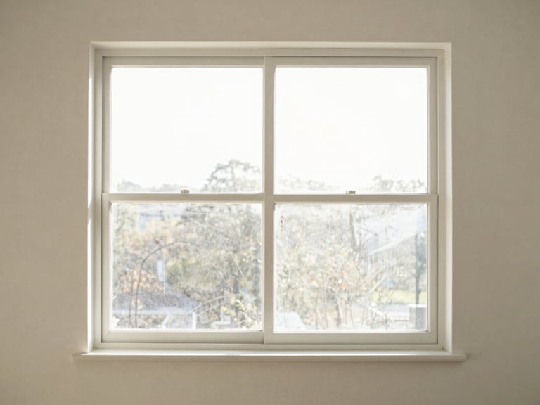 Sunlight streaming through a perfectly clean window, highlighting dust-free air and a pristine interior, minimalist aesthetic.