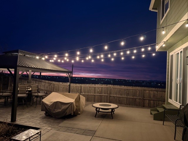 patio string lights with LED lamps in Peyton Colorado