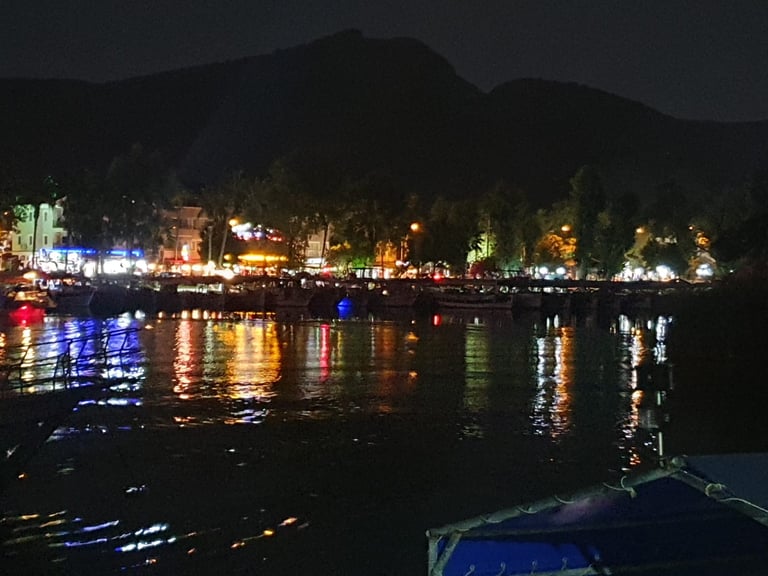 a night view from Dalyan River