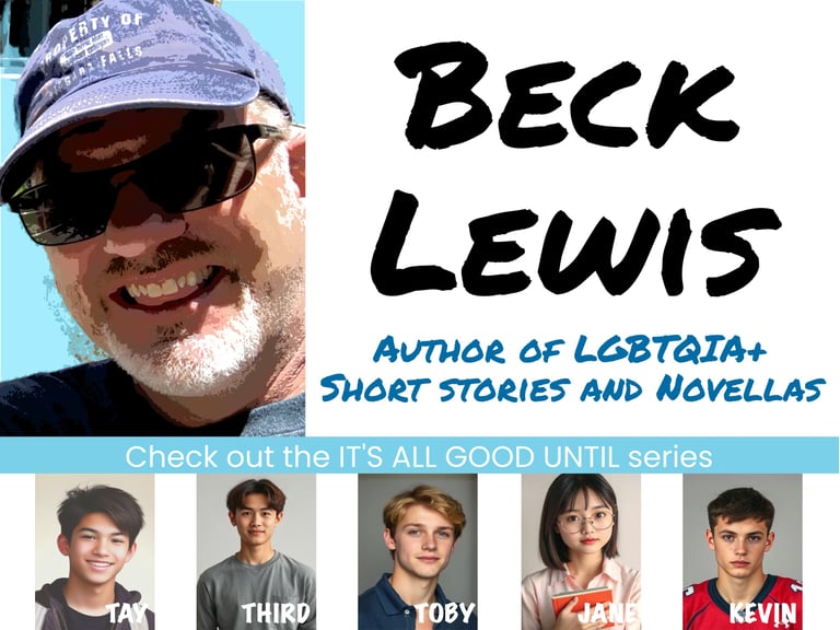 image of beck lewis and the 5 main characters from his first book