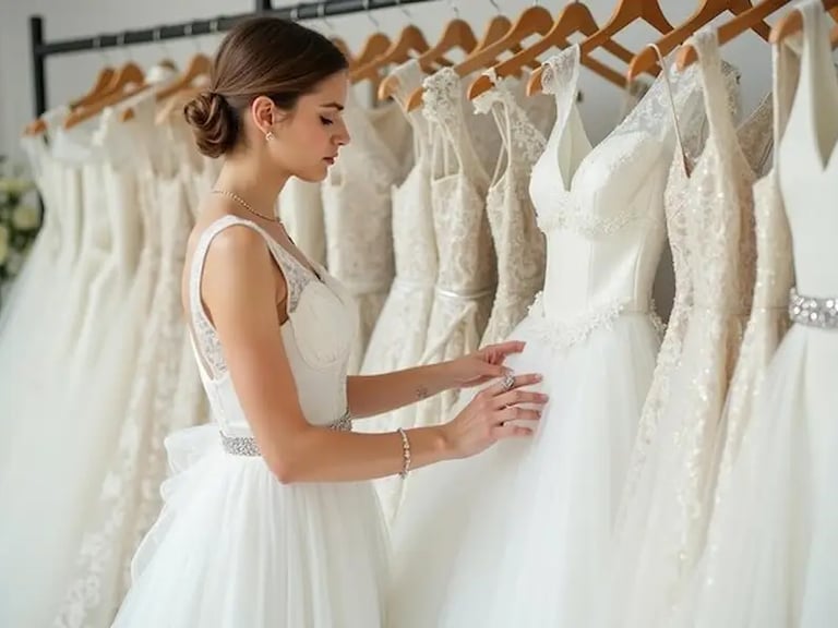 femme qui choisie sa robe de mariée