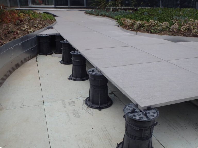 Tiles laid on pedestals