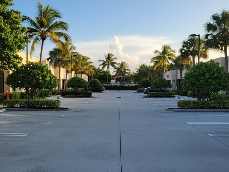 spacious commercial concrete parking lot