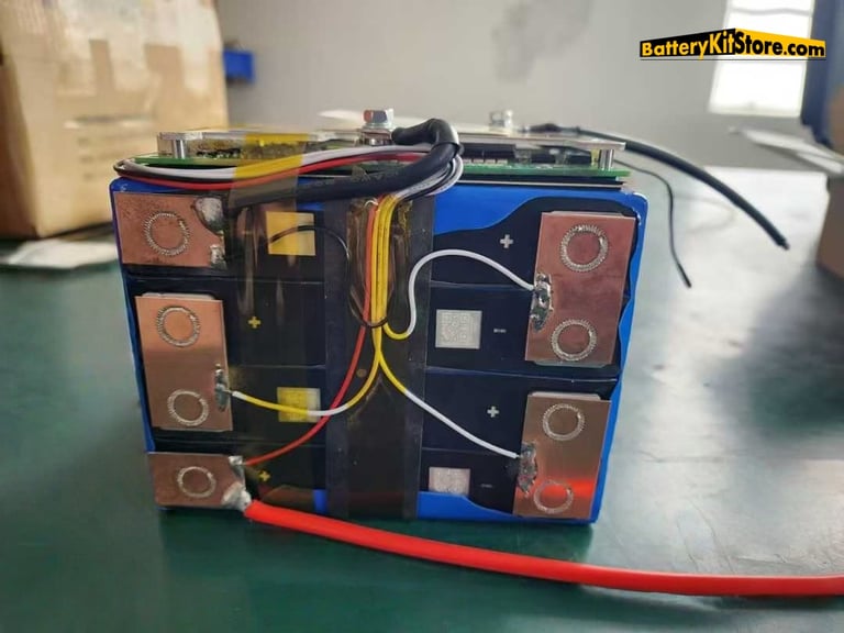 a pack of prismatic LFP battery cells with BMS board