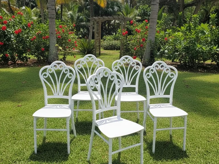 white chairs for rent, furniture rental sharjah, furniture rental in abu dhabi