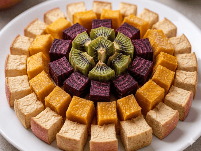 Cubos de frutas deshidratados