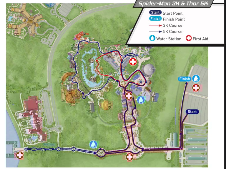 2017 Hong Kong Disneyland Spider-Man 3K and Thor 5K Course Map