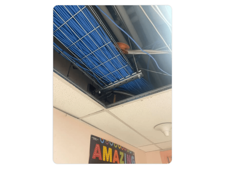 structured cabling in the roof showing process 