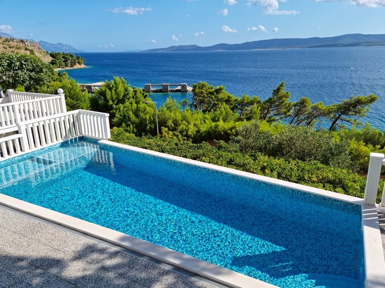 Private saltwater pool with panoramic Adriatic sea view, Easy Living, Lokva Rogoznica