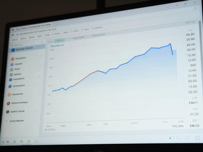 Close-up of a clean digital dashboard interface showing construction metrics and cost charts, crisp lighting
