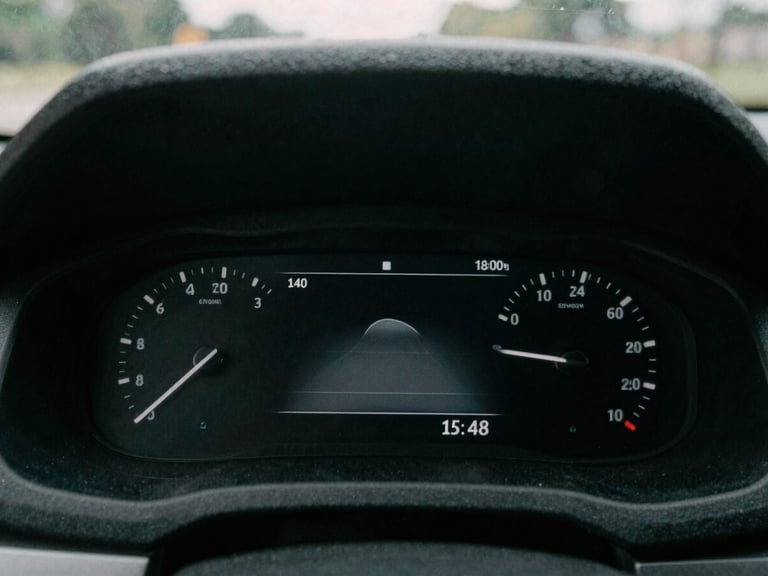 Moody editorial photography, close-up of a digital dashboard showing upward trends on a screen, natural overcast daylight, high-contrast desaturated tones with deep green accents, 35mm film