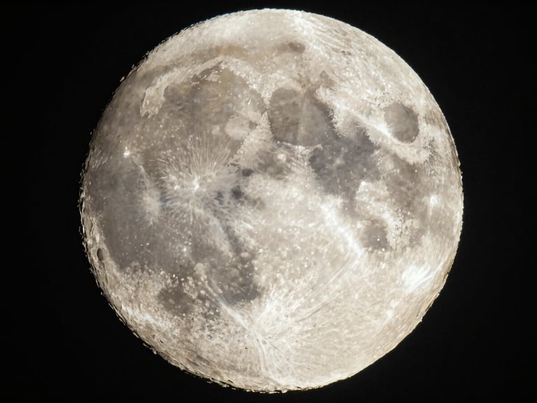Ultra-sharp telephoto close-up of the moon's surface during a lunar transit, detailed craters, dark sky, fine art astrophotography
