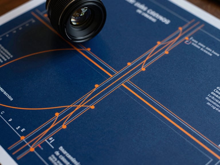 Diagrama técnico de cruzamento de dados urbanos, malha viária em vetor laranja sobre fundo azul-marinho profundo, linhas de análise ortográficas.