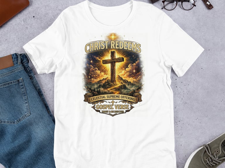 Christ Redeems Christian Faith Tee,Asylvestre Shop