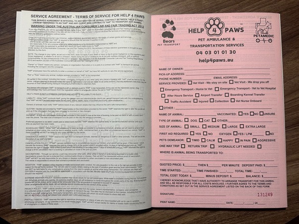 Invoice Book with Service Agreement