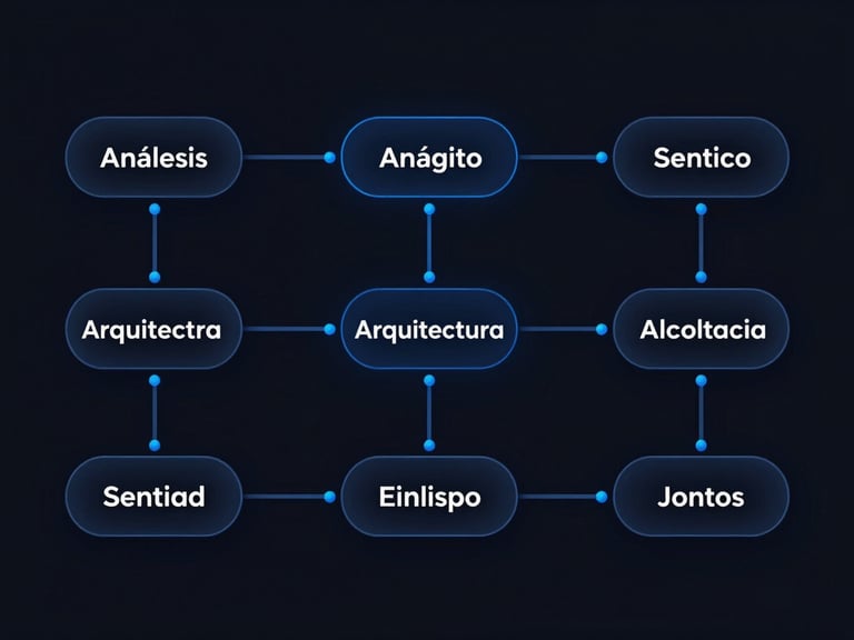 Diagrama de arquitectura de IA abstracto con nodos conectados que representan el análisis de sentimiento en tiempo real, sobre un fondo oscuro con líneas de conexión en azul eléctrico.