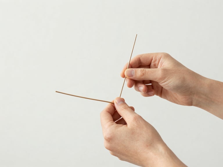 Bright editorial photography of hands assembling structural armatures from wire and natural elements, clean neutral backdrop, diffused natural daylight, 35mm.