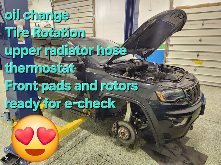 Oil change, brake check and radiator replacement at Winston's Complete Auto Care in Cuyahoga Falls, Ohio