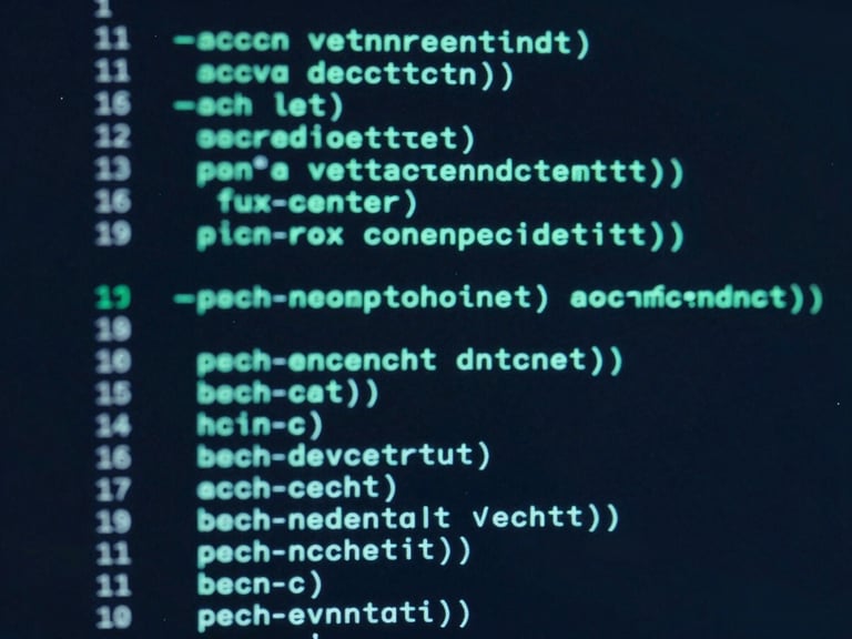 Structured code block displayed on a minimalist terminal interface, glowing electric cyan text, deep slate background, high contrast, macro view
