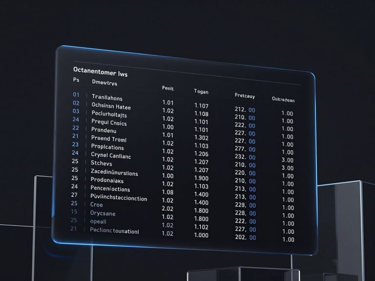 Sleek 3D render, dark obsidian background, subtle blue luminescent edge glow, clean dark-mode UI mockup with crisp monospace typography displaying data streams, octane render, extreme close-up