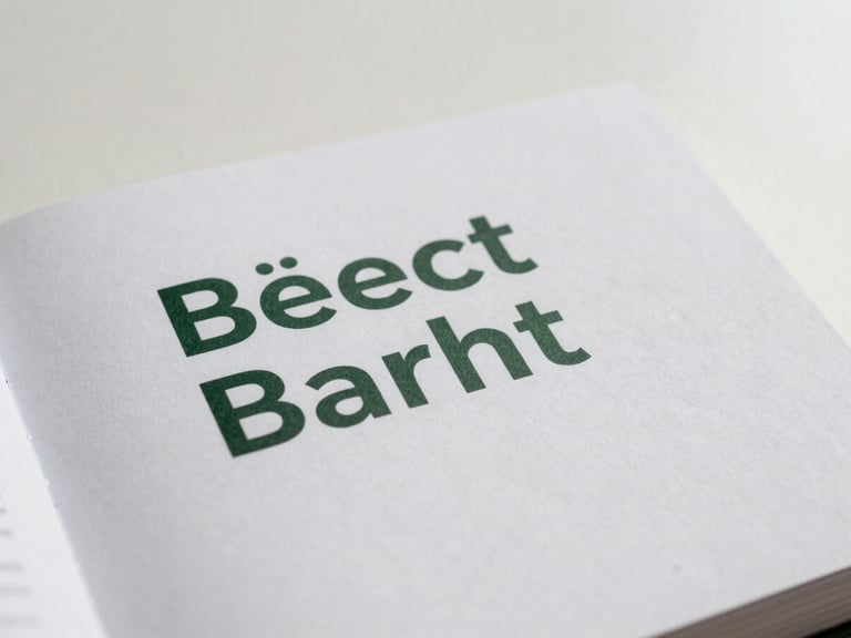 Close-up of a minimalist printed German grammar book showing clean typographic contrast, soft natural daylight, muted earth tones