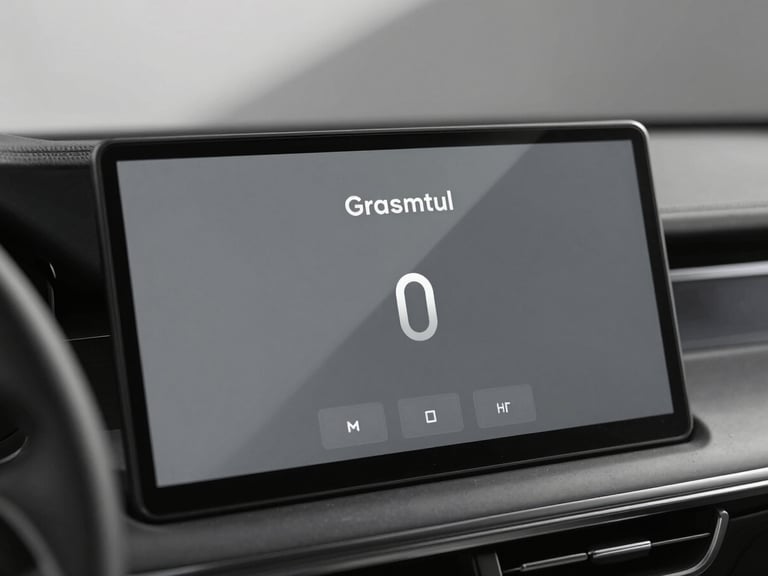 Grayscale close-up of a high-end physical dashboard interface on a sleek matte screen, clean typography, sharp directional shadows, architectural studio setting.