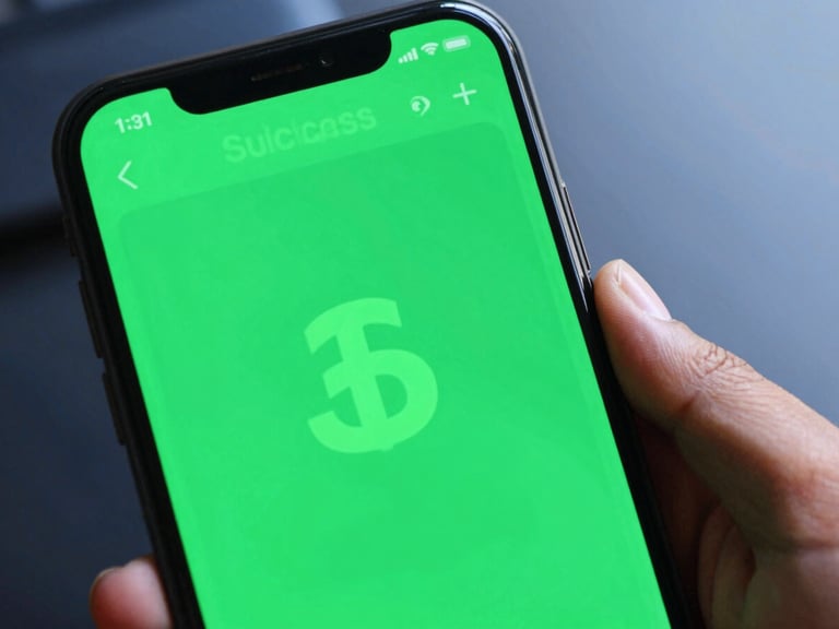 A close-up of a digital checkout interface on a mobile device held by a customer in Dhaka, clean natural daylight, emerald green success screen