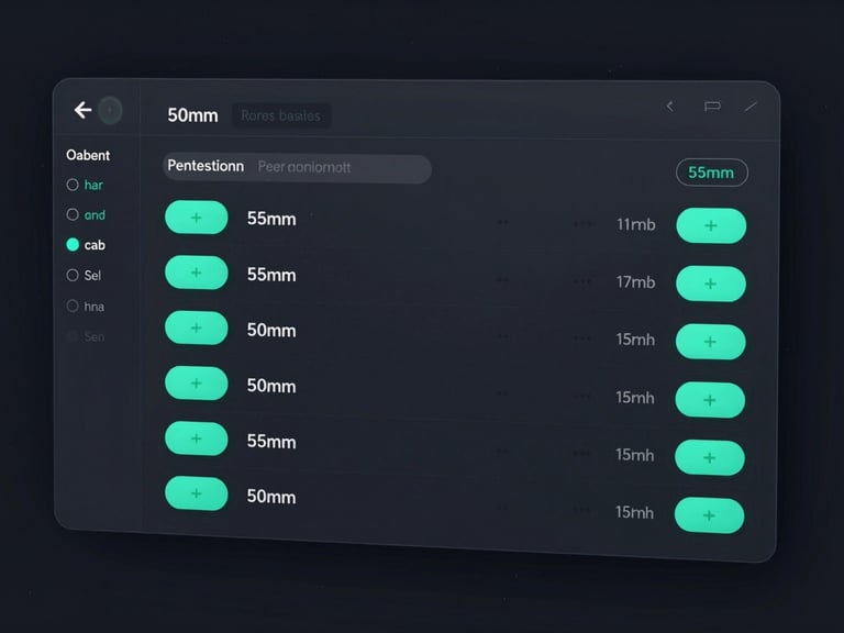 Sleek UI photography showing a dark-mode terminal screen with role-based permission toggles, neon cyan indicators, sharp orthographic layout, 50mm lens