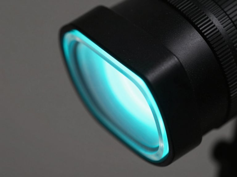 Macro close-up of a perfectly diffused acrylic edge glowing with electric cyan LED light, mounted on a flawless matte-black metal frame.