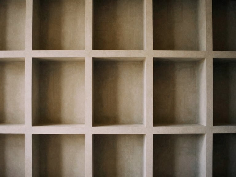 Abstract representation of integrated digital circuits within a minimalist architectural grid, warm editorial photography, 35mm.