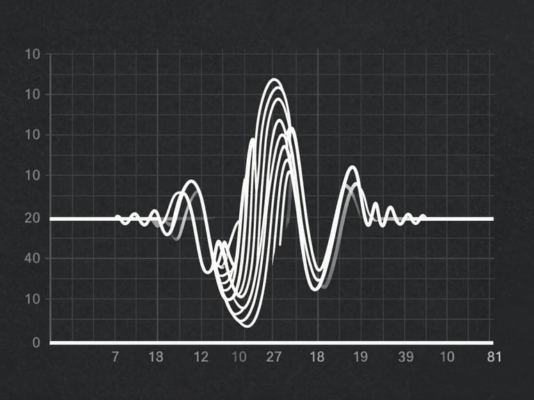 A clean vector-based audiometric chart showing precise plotting lines and standardized hearing threshold symbols against a dark slate grid background.