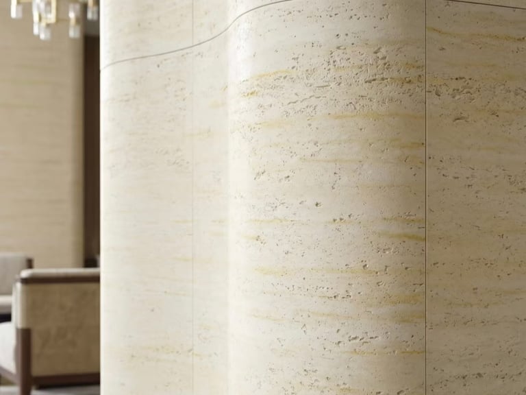 Bestone Materials large-format flexible stone panels for seamless architectural facades