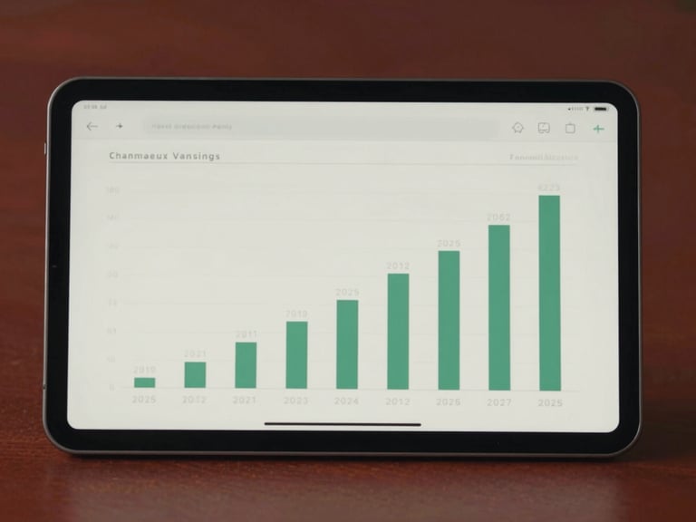 stylized shot of a tablet displaying unfussy metrics and community growth charts, matte finish, soft daylight
